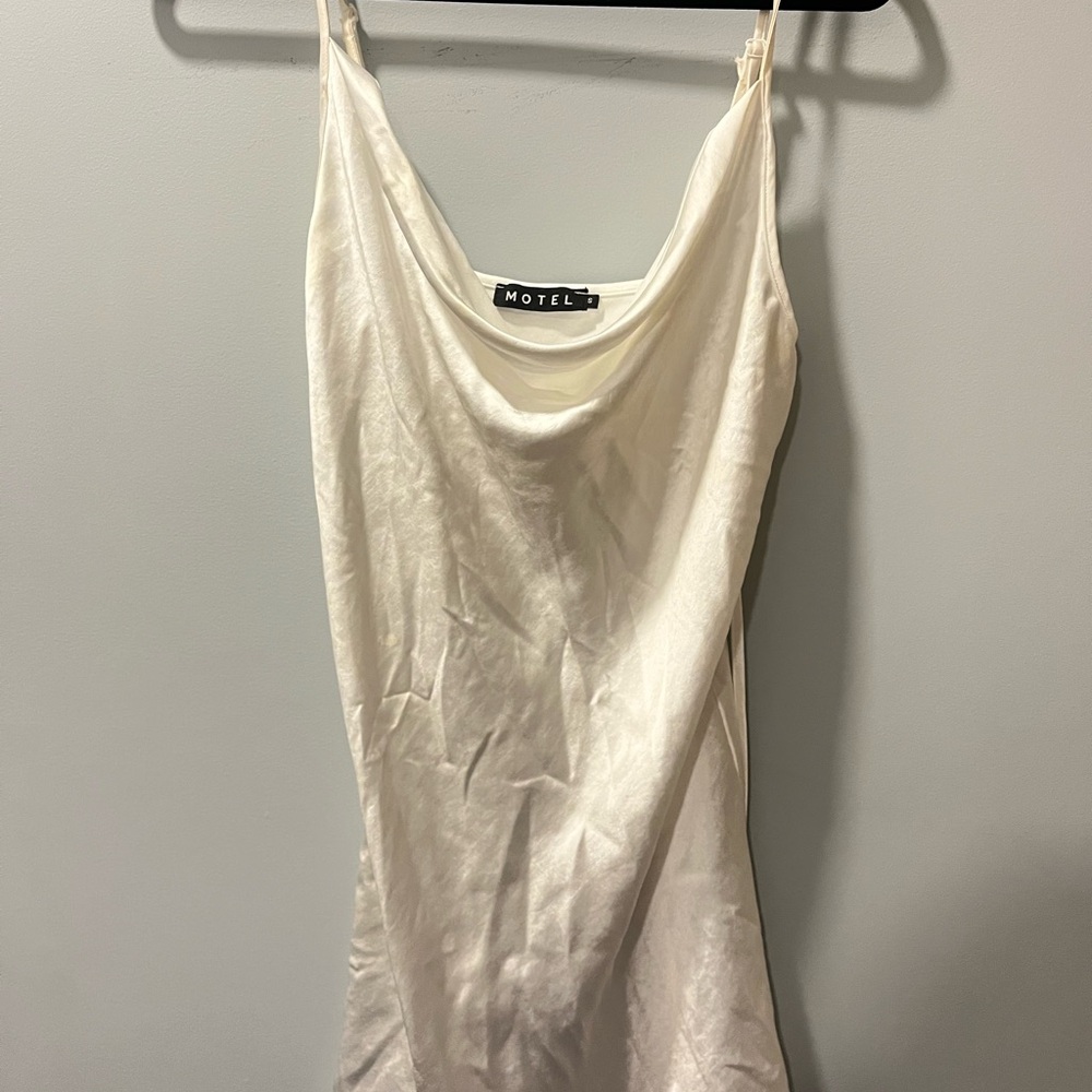 Motel White Satin Slip Dress